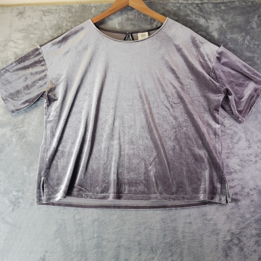 Good Hart Matilda Jane Silver Gray Velvet Short‎ Sleeve Boxy Top GH00121T Large